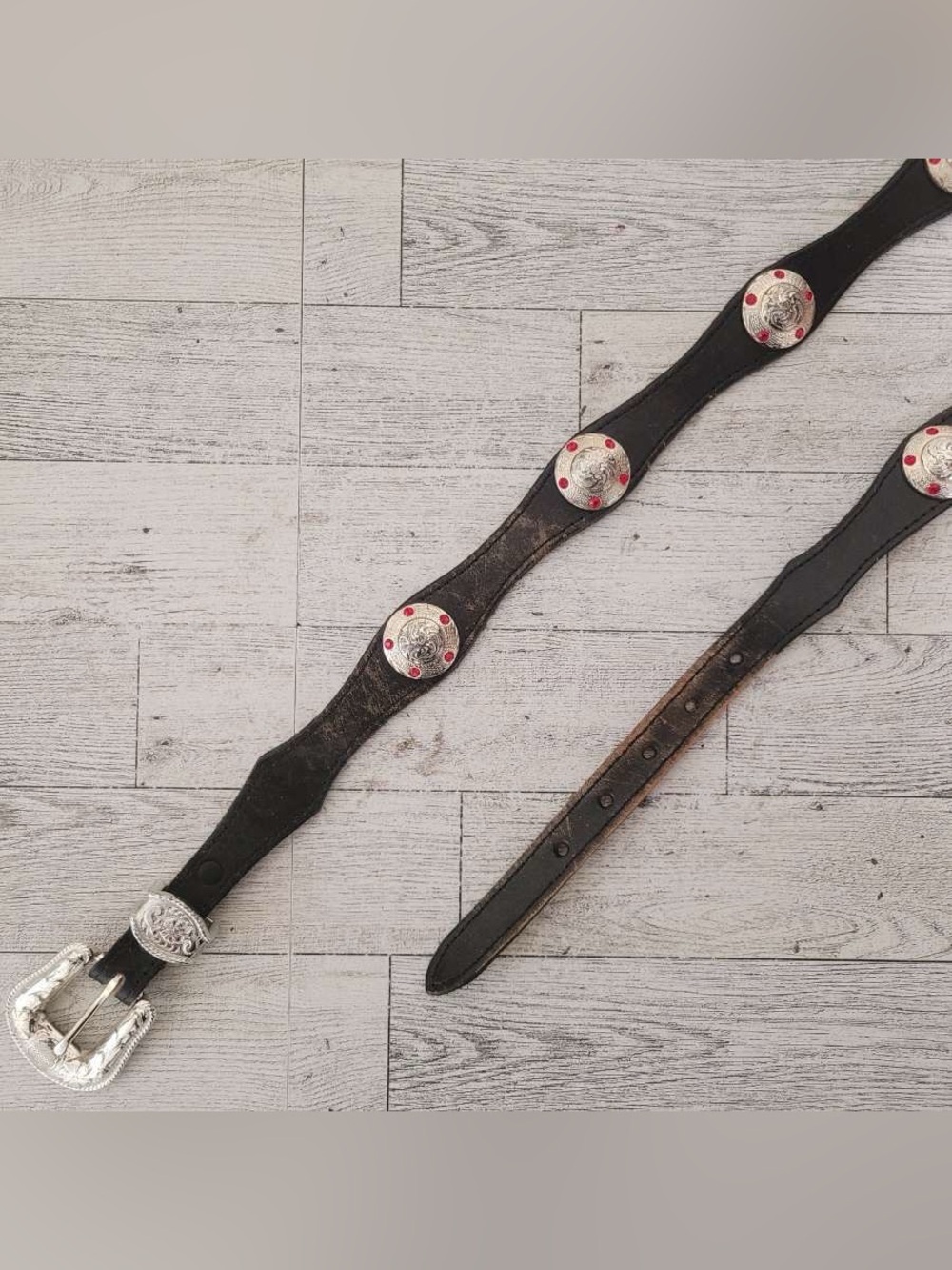 Women’s Nocona Western Black Leather Rodeo Concho Cowgirl Western Belt Size 30